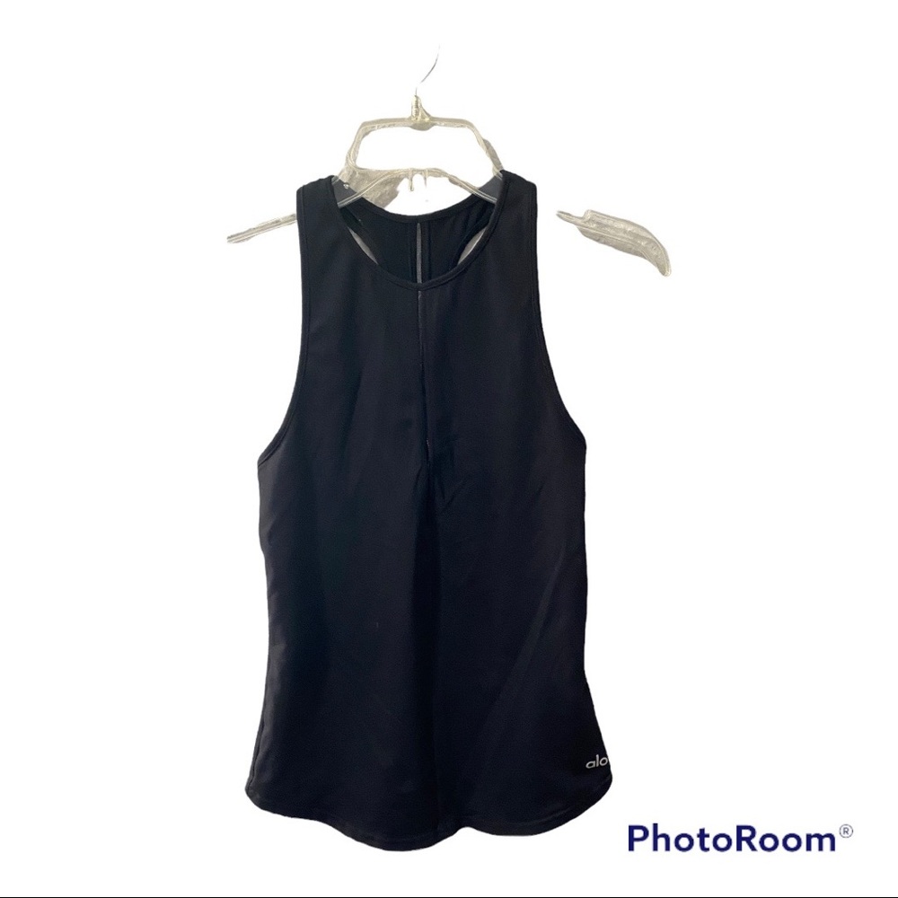 ALO  YOGA Black Stretchy  Racer back Sleeveless;  workout, size XS